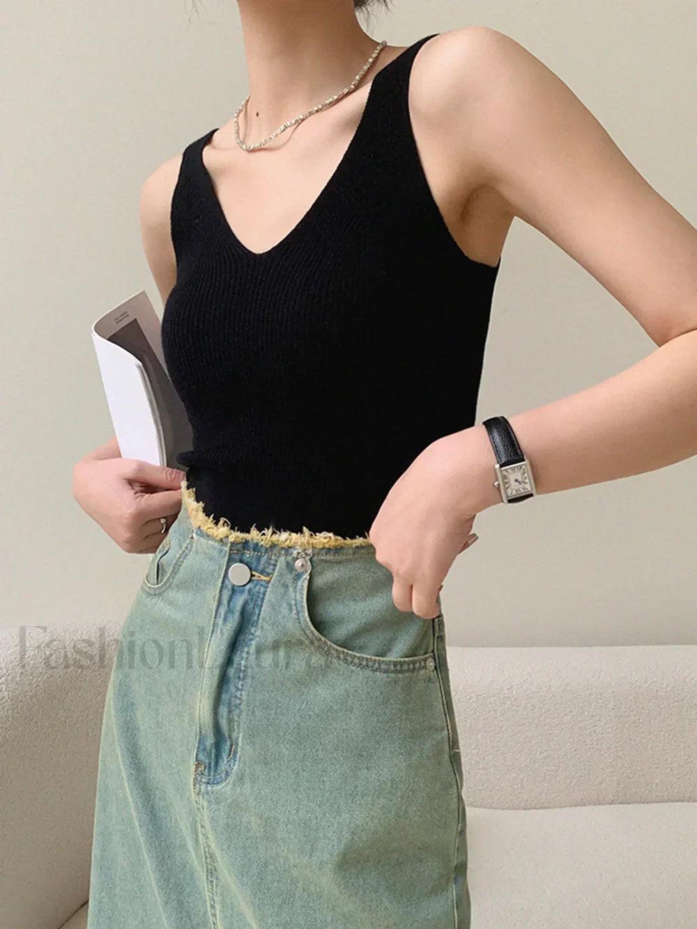 v neck rib Graceful tank top Tank Tops & Camis