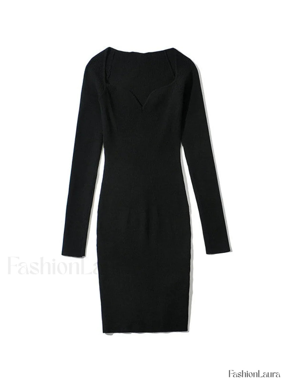 V Neck Ribbed Knit Long Sleeve Mini Dress Mini Dresses