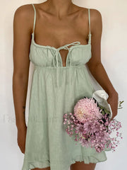 V Neck Ruffle Hem Mini Dresses Mini Dresses