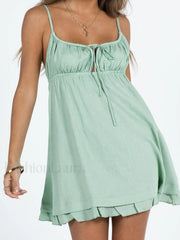 V Neck Ruffle Hem Mini Dresses Mini Dresses