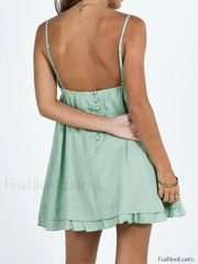 V Neck Ruffle Hem Mini Dresses Mini Dresses