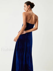 Velvet Bustier Graceful Tube Long Dress Dresses