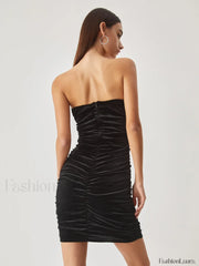 Velvet Bustier Graceful Tube Short Dress Dresses