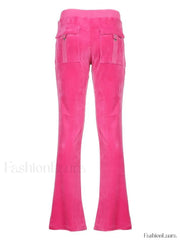Velvet Solid Flare Leg Pants Pants