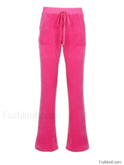 Velvet Solid Flare Leg Pants Pants
