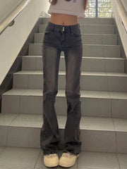 Vintage Ankle Flare Skinny Jeans Black / S Flare Jeans