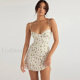 Vintage Backless Short Floral Dress