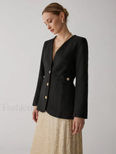 Vintage Black Graceful Tweed Blazer Black / XS Blazers