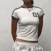 Vintage Emo Letter Print Grunge T Shirt WHITE / S