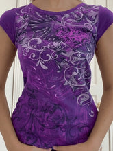 Vintage Floral Baby Tee Purple / S Tops&Tees