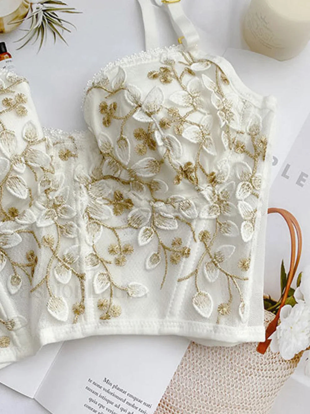 Vintage Lace Embroidery Bustier Corset Top