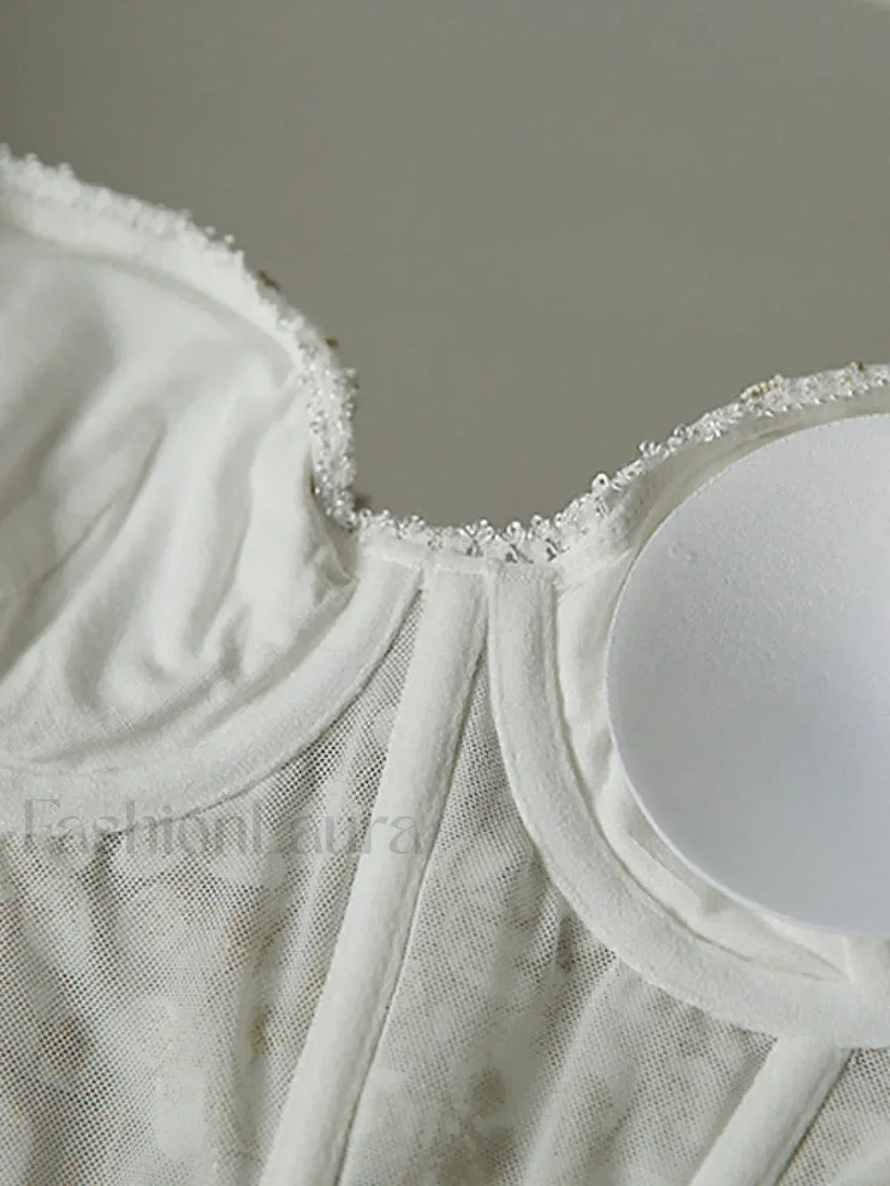 Vintage Lace Embroidery Bustier Corset Top