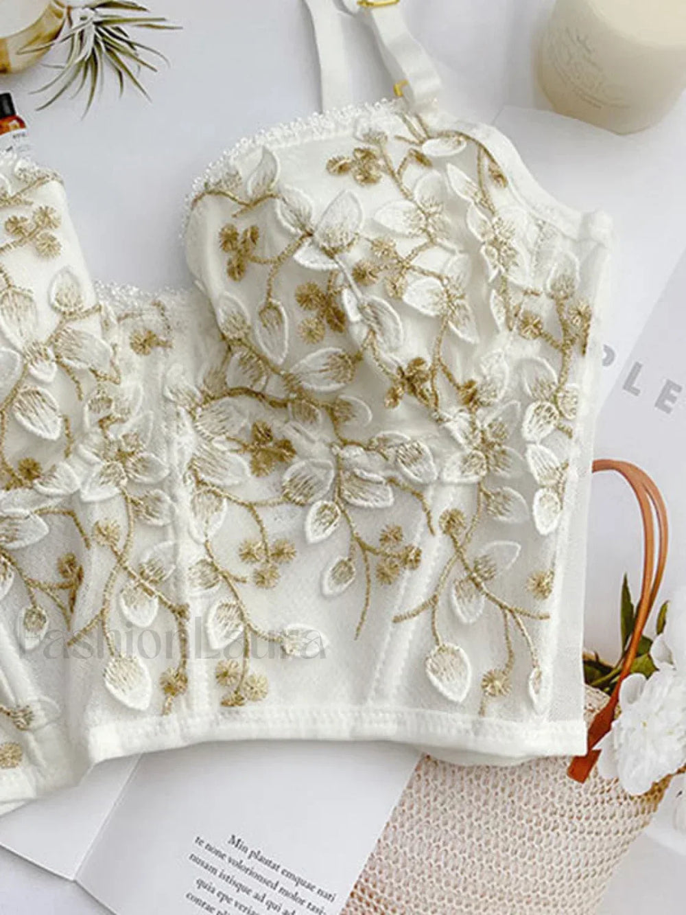 Vintage Lace Embroidery Bustier Corset Top