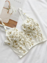 Vintage Lace Embroidery Bustier White / S Corset Top