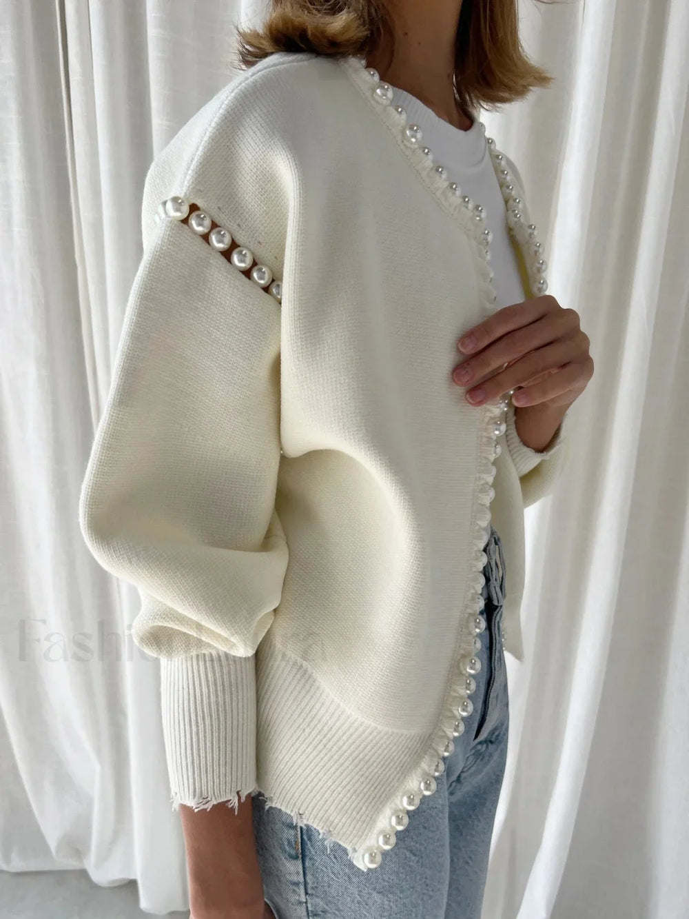 Vintage Pearl Graceful Edge Cardigan Sweaters L
