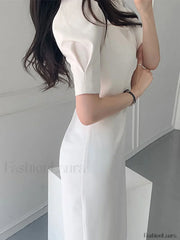 Vintage Puff Sleeve Split Maxi Dress Midi Dresses