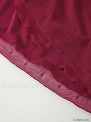 Vintage Tie Front Lace Trim Blouse Short Sleeves