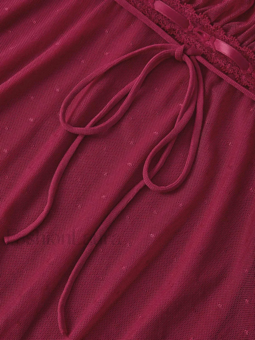 Vintage Tie Front Lace Trim Blouse Short Sleeves