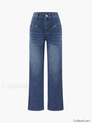 Vintage Wash Denim Trendy Straight Leg Jeans Jeans