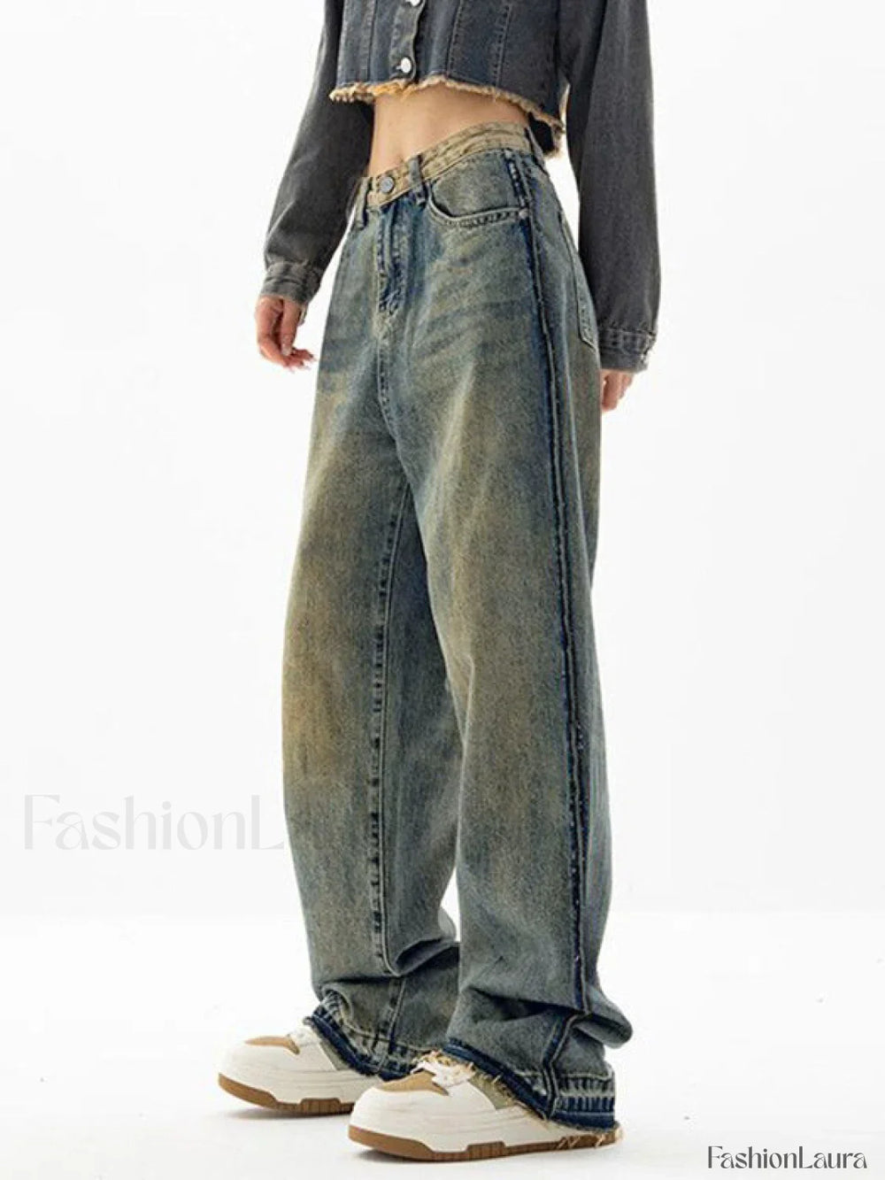 Vintage Wash Distressed Boyfriend Jeans Boyfriend Jeans