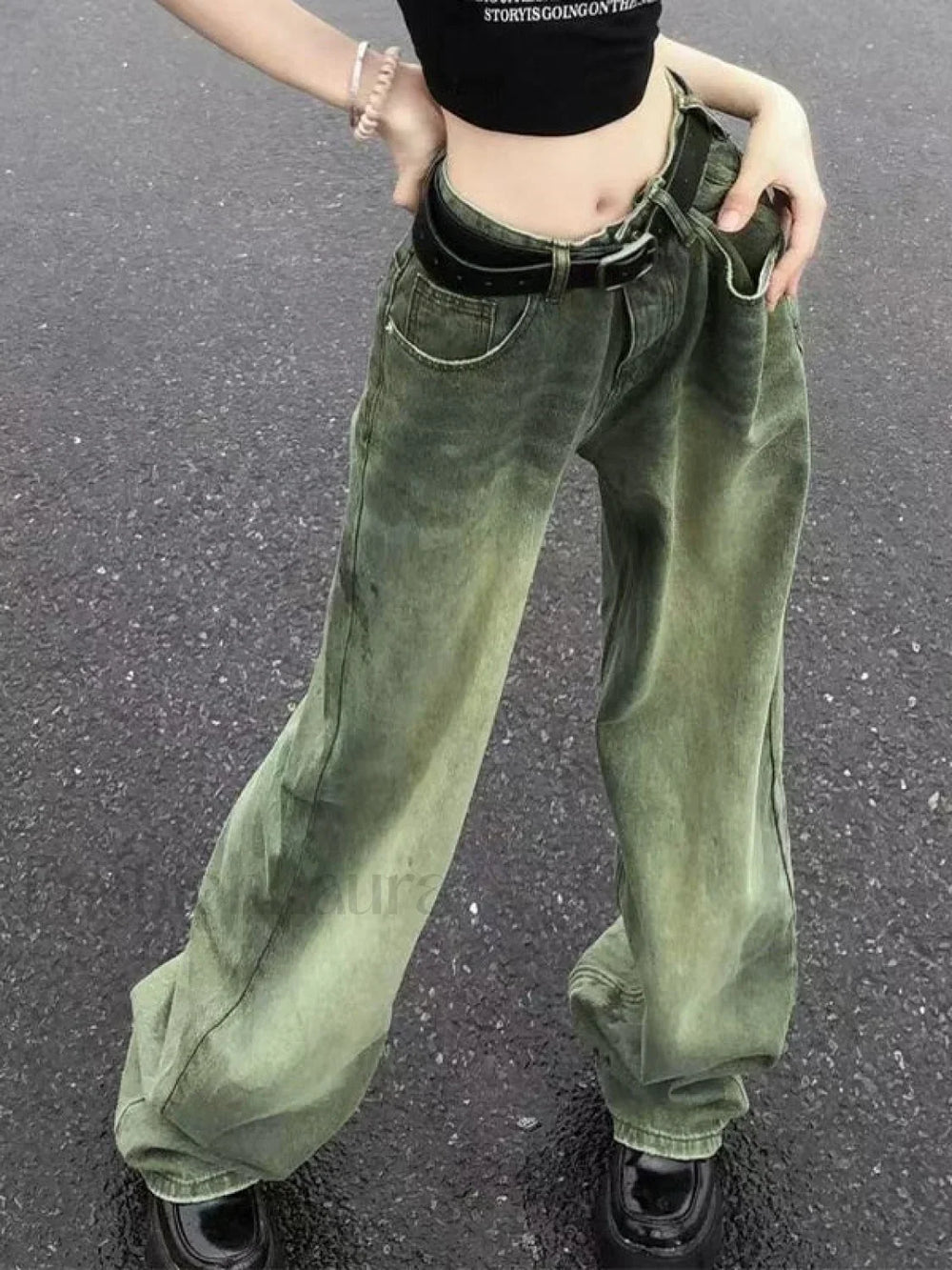 Vintage Wash Green 90s Boyfriend Jeans Green / S Boyfriend Jeans