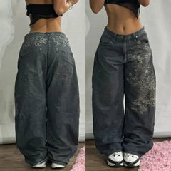 Vintage Washed Baggy Pants for Halloween Style Dark Grey / M