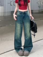 Vintage Y2K Baggy High Waist Wide leg Denim Jeans Blue / S
