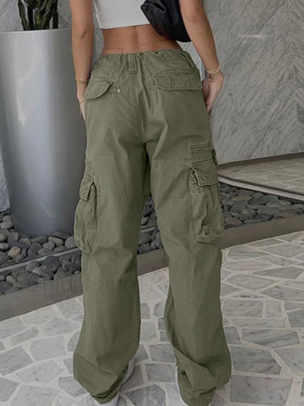 Washed Vintage Baggy Cargo Jeans Green / S Cargo Jeans