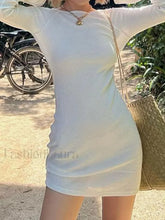 White Backless Long Sleeve Mini Dress White / S Mini Dresses