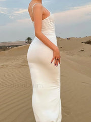 White Sleeveless Bodycon Maxi Dress Maxi Dresses