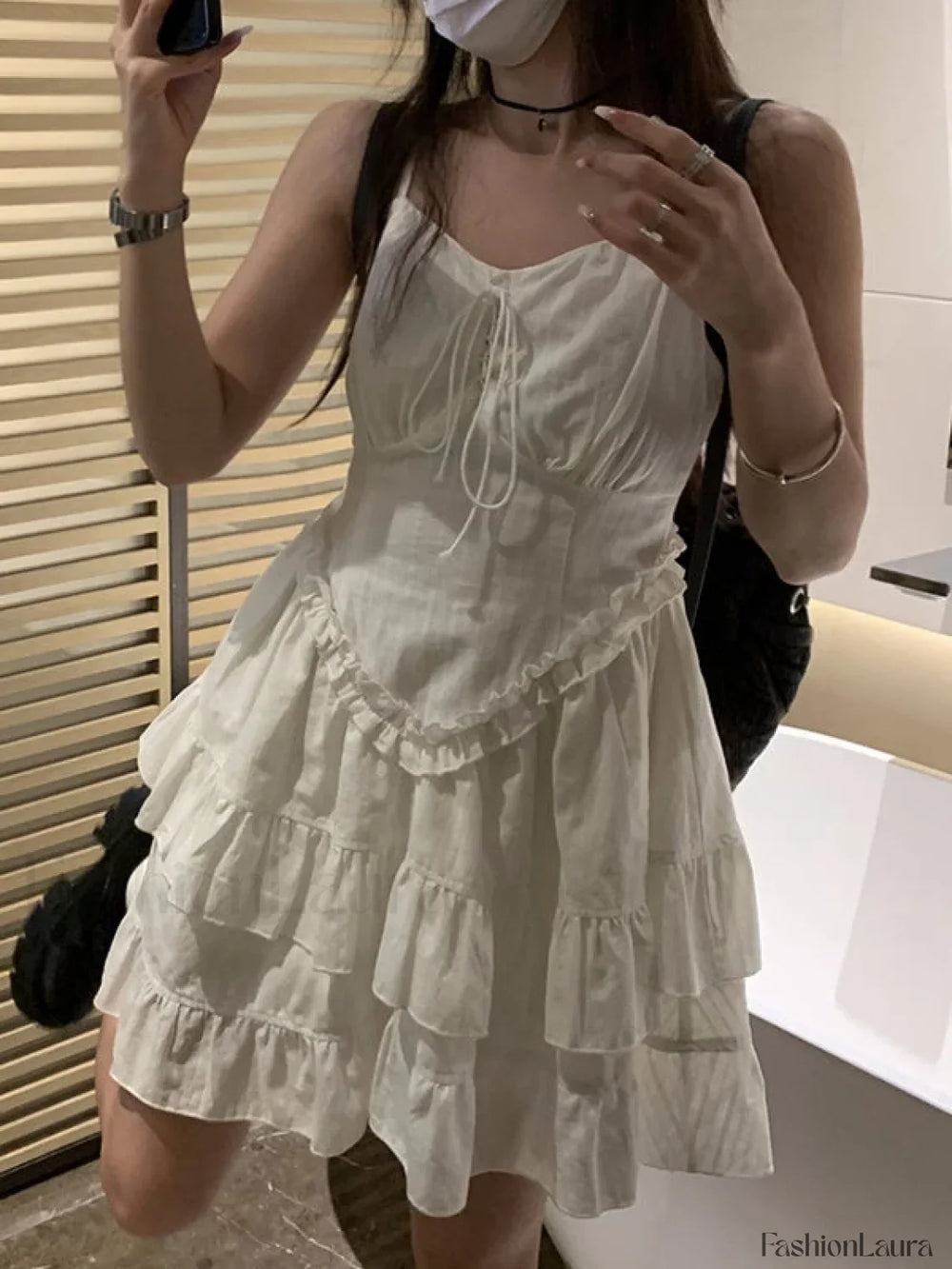 White Tiered Ruffle Mini Dress White / S Mini Dresses