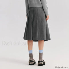 Woolen Pleated A Line Skirt