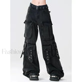 Y2K Japanese Cargo Pants for Halloween Gatherings Black / XS