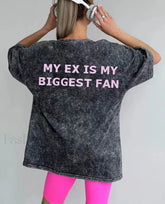 Y2K Letter Print Cotton T Shirt gray / M