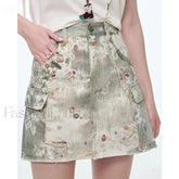 Y2K Ripped Pocket A Line Skirt