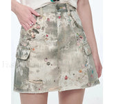 Y2K Ripped Pockets Mini Skirt Gray / S