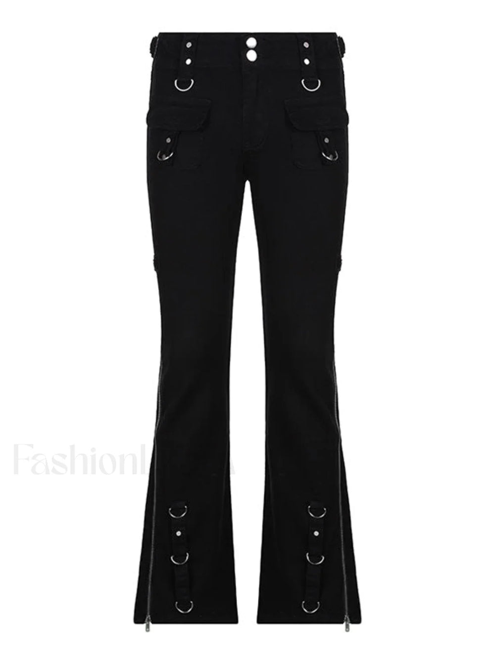 Zipper Design Low Waist Flare Cargo Jeans Cargo Jeans