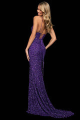 Sequin Backless Slit Maxi Formal Dress