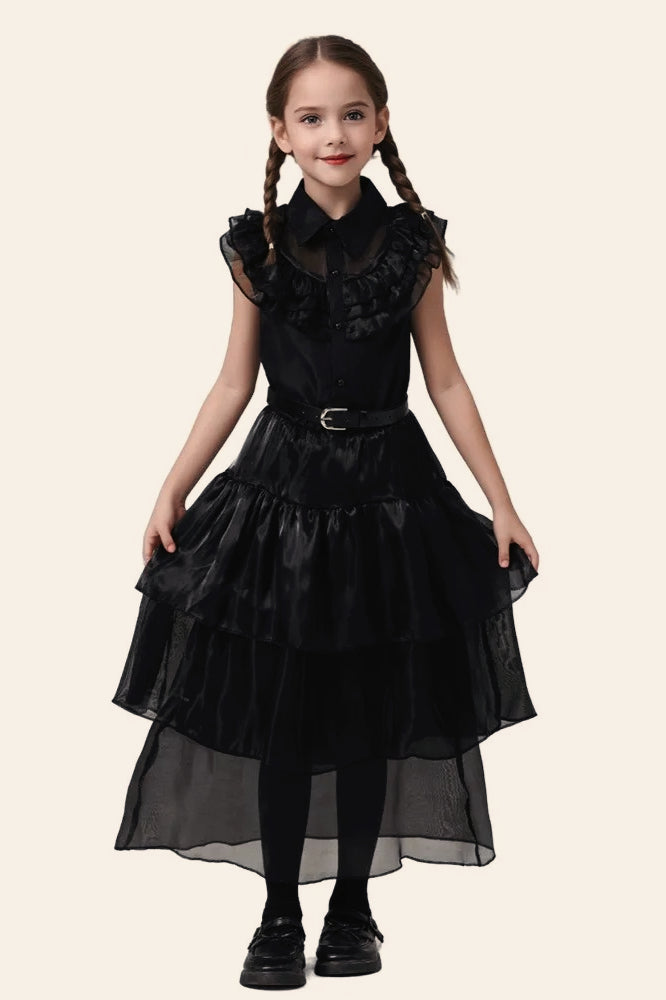 Black Tulle Dress Kid Halloween