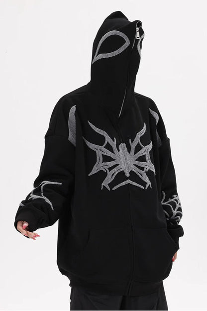 Street Style Spider Print Hoodie