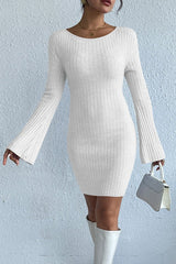 Backless Flare Sleeve Sweater Dress