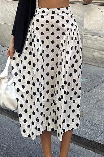 Polka Dot High Waist A-Line Skirt