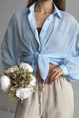 Solid Lightweight Long Sleeve Blouse