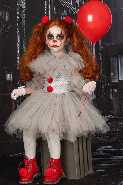 Scary Clown Tutu Dress Kid Halloween Costume