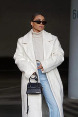 Fleece Lapel Long Sleeve Cozy Overcoat