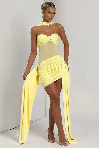 Strapless Ruched Mini Dress