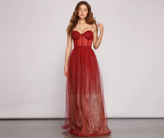 Cressida Formal Glitter A-Line Dress Ins Street