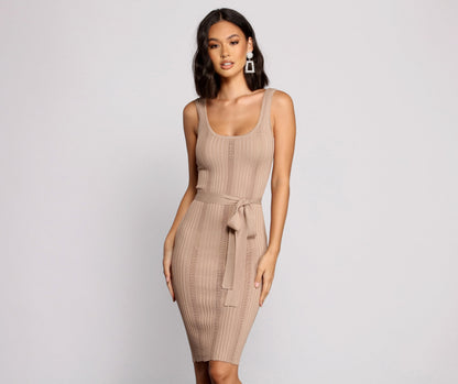 Slay In Style Ribbed Scoop Neck Midi Dress Ins Street