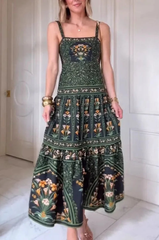 Ethnic Vintage Print A Line Boho Dres