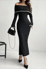 Off Shoulder Long Sleeve Sweater Dress